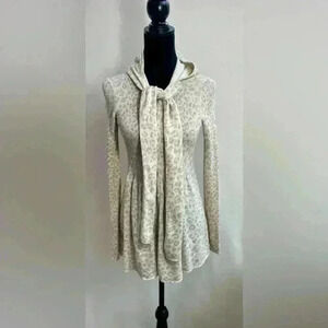 Rebecca Taylor, leopard print hooded Silk /Cashmere button-down, cardigan, SizeM